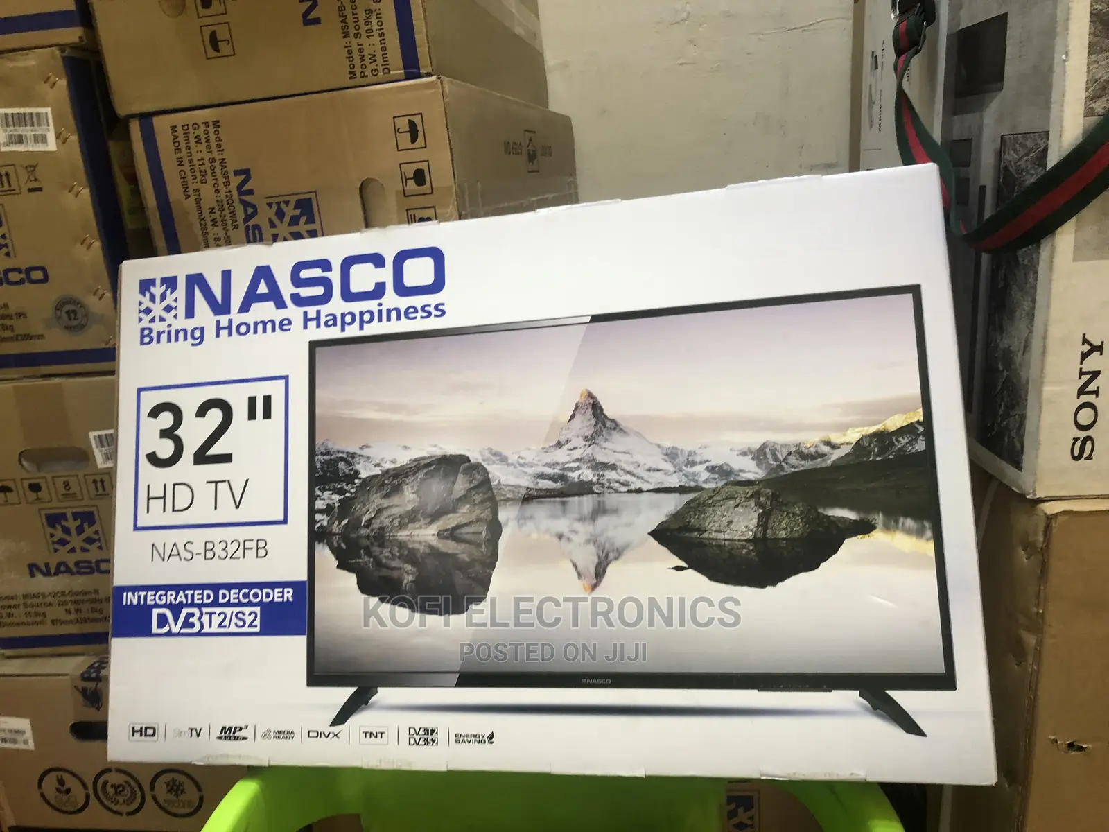 NASCO 32" LED SATELLITE TV + Free Wall Mount/A Year Warranty