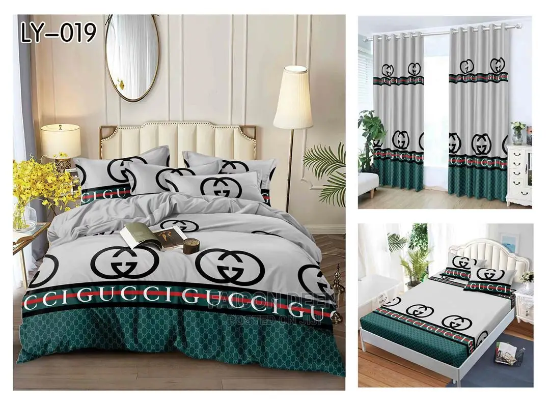 Quality Duvet Cover + Curtains(8pcs in 1)In Diff Colours