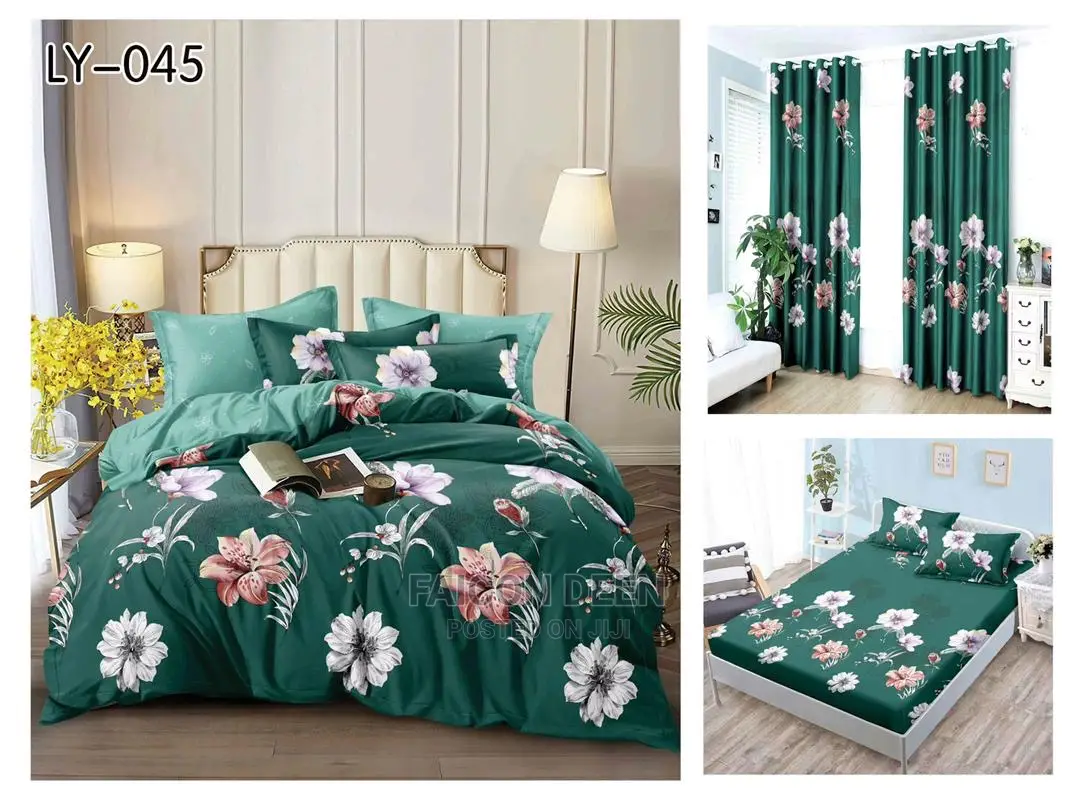 Duvet Cover Set + Curtains (8pcs in 1)Also in Diff Colours