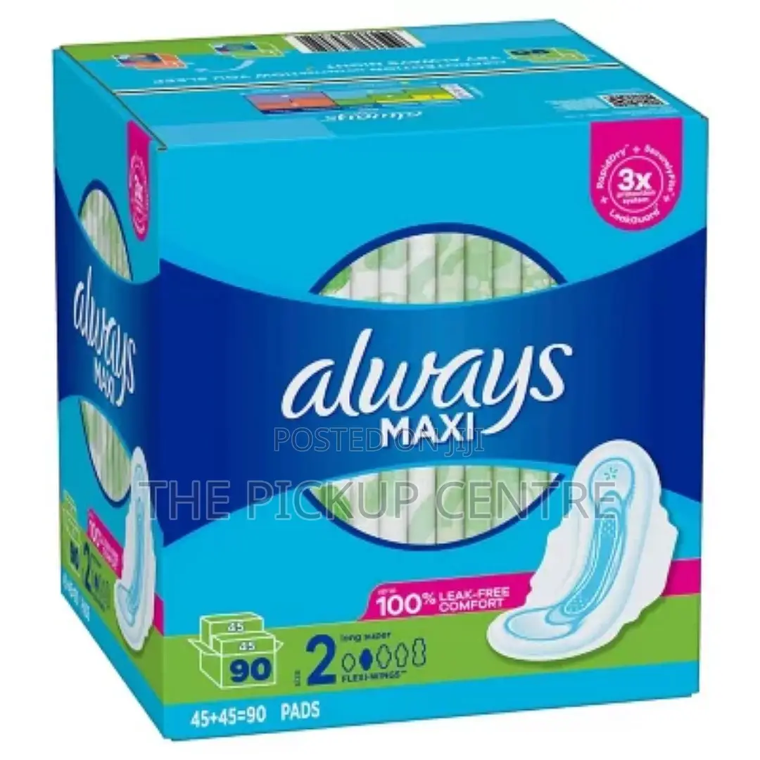Always Maxi Long Super Pads, Unscented - Size 2 (90 Ct.)