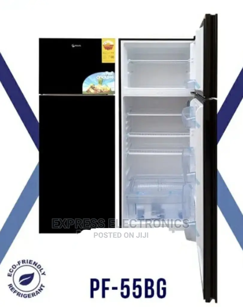 Pearl 420ltop Freezer Refrigerator [Pf-55bg]Black Glass Door