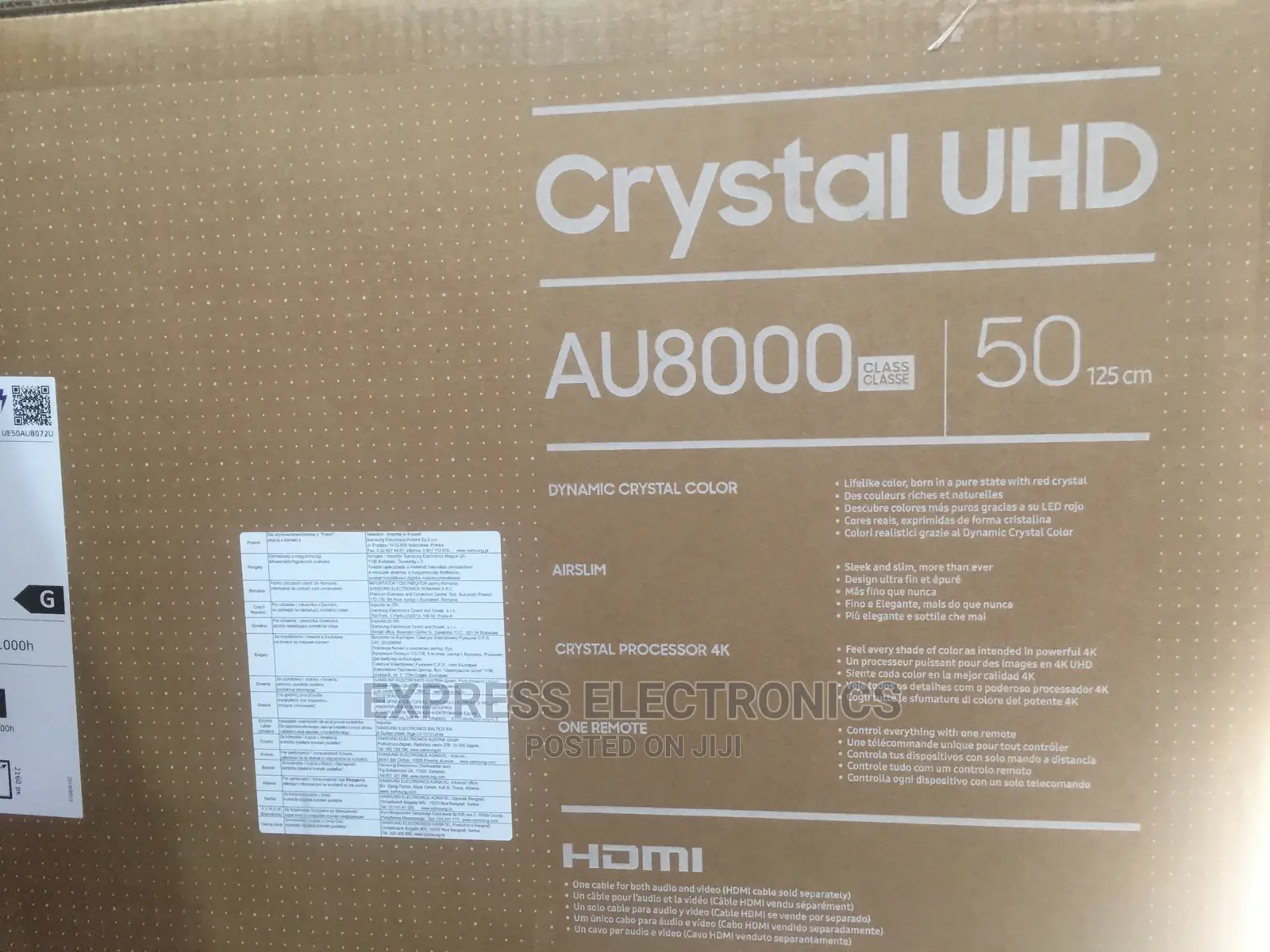 Samsung 50” Wireless Wi-Fi AU8000 Crystal UHD Smart Tv