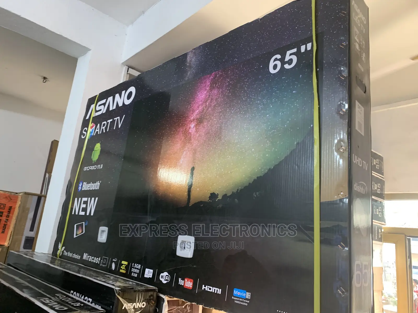 Slim Design 65”UHD Smart Bluetooth Asano+DSTV/Tv Guard