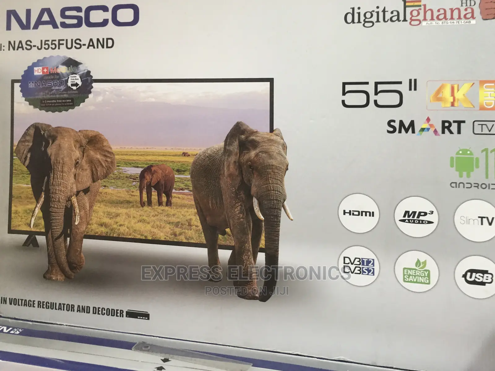 NAS-J55FUS-AND Unique Brand New 55”Nasco UHD Led+DSTV