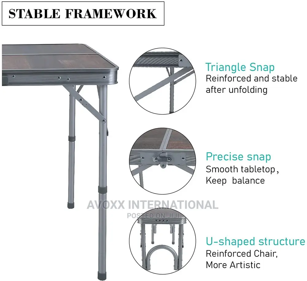 ALPHA CAMP 3-Piece Folding Camping Table With Bench Set-Gray