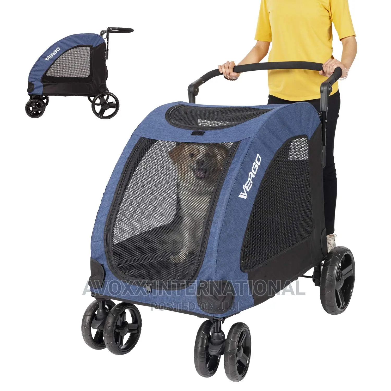 Pet Four-Wheeled Stroller Dog Trolley Cat Carts- Foldable