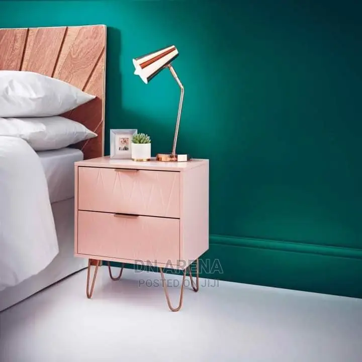 Bed Side Cabinet With Rose Gold Finished