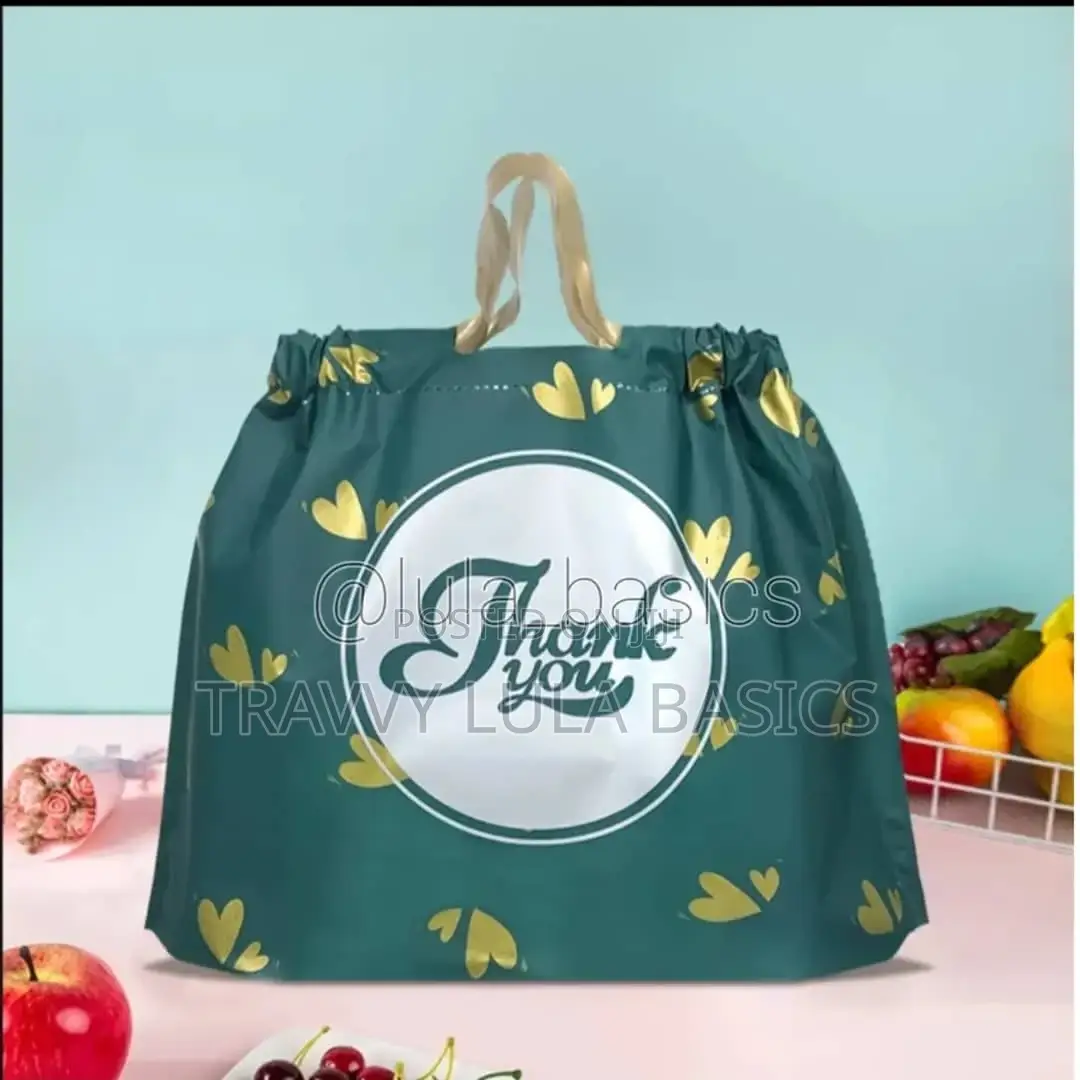 New Green Pullout Drawstring Shopping Bags