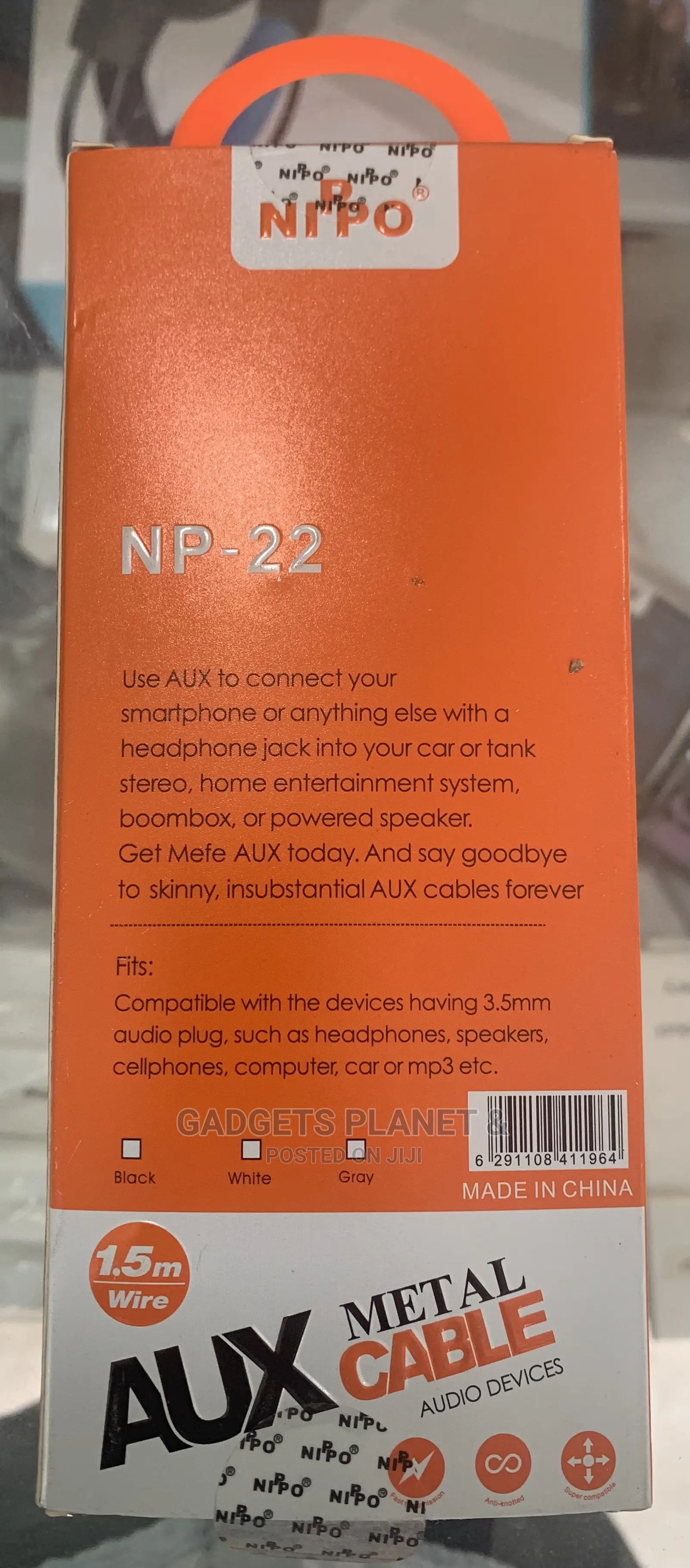 Nippo NP-22 Aux Metal Cable - 1.5m