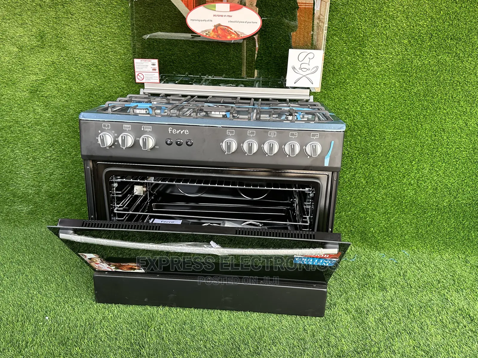 Glass Lid Open Door Oven Grill Gas Stove Cooker Ferre 5B)