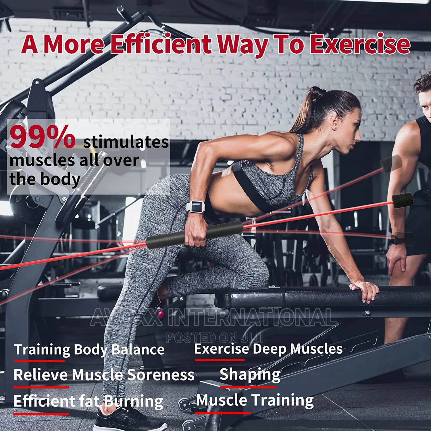 HOTWAVE Elastic Fitness Bar,High-Frequency Vibration Workout