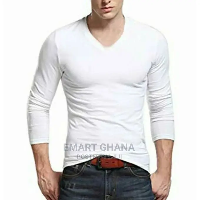 Chase Deer V-Neck Long Sleeves T-Shirt - White