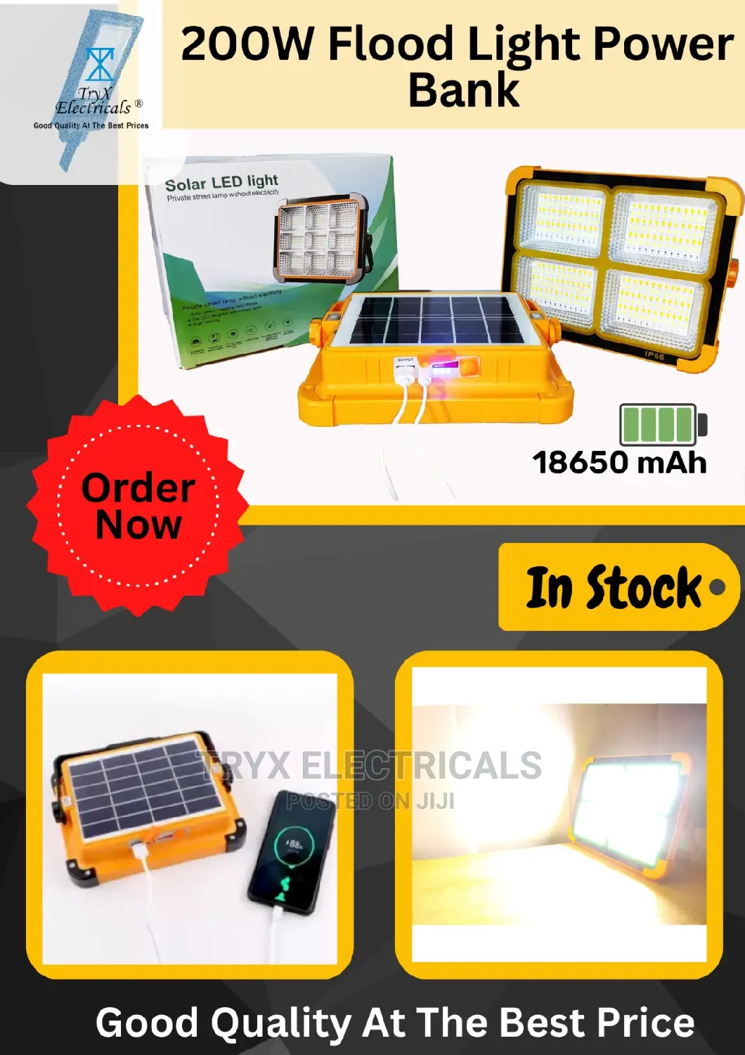12,000mah Flood Light + Power Bank