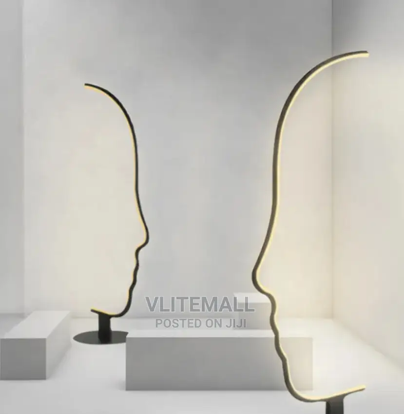 Artistic Human Man Face Black Aluminum Floor Lamp