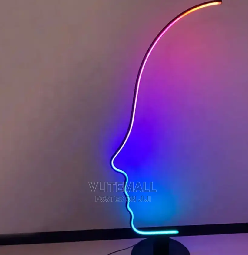 Artistic Human Man Face Black Aluminum Floor Lamp
