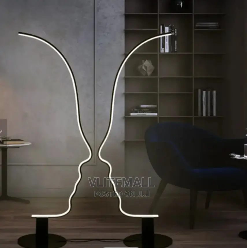Artistic Human Man Face Black Aluminum Floor Lamp