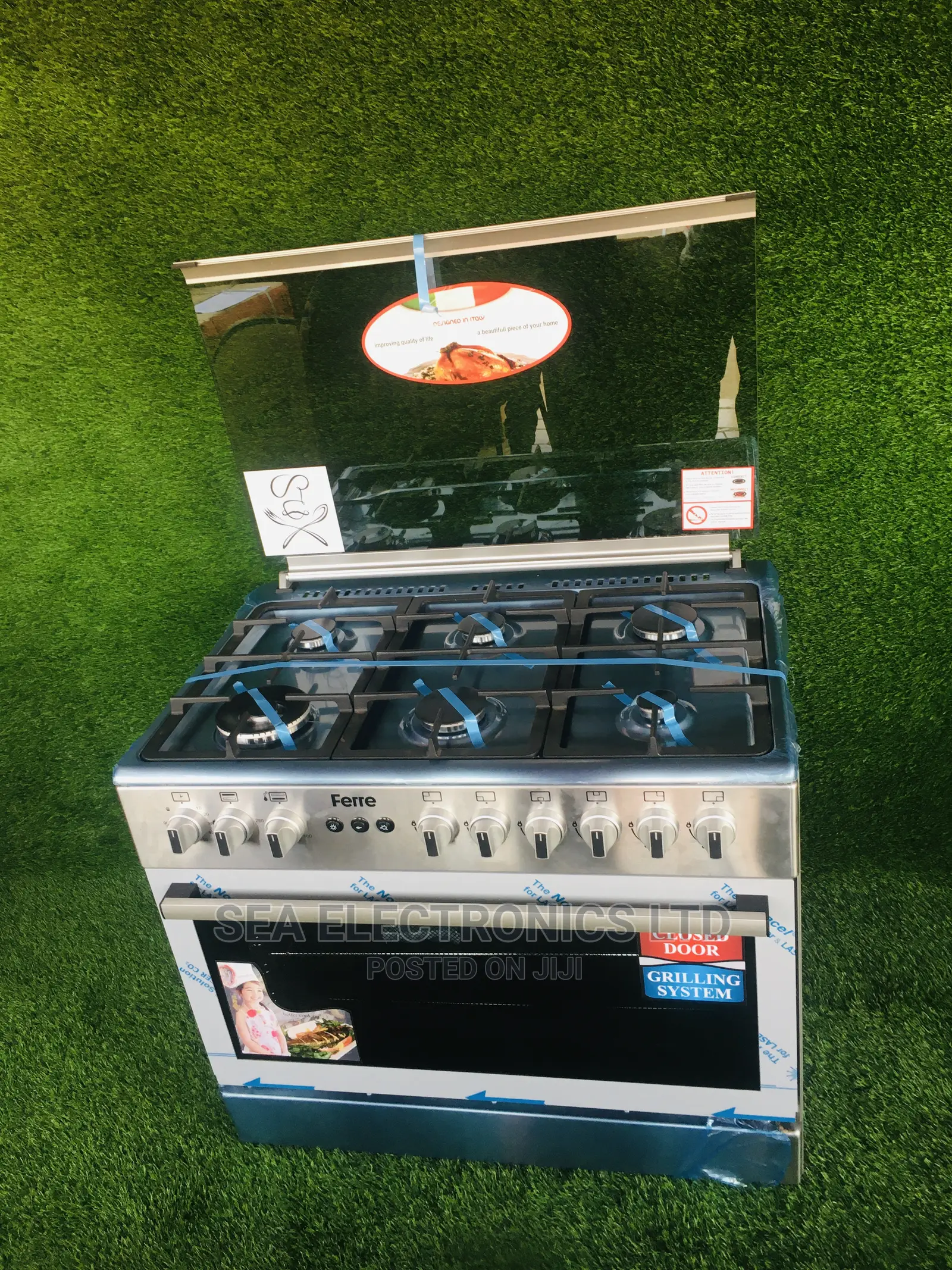 Easy Operation Ferre 6 Gas Cooker With Oven and Grill Black