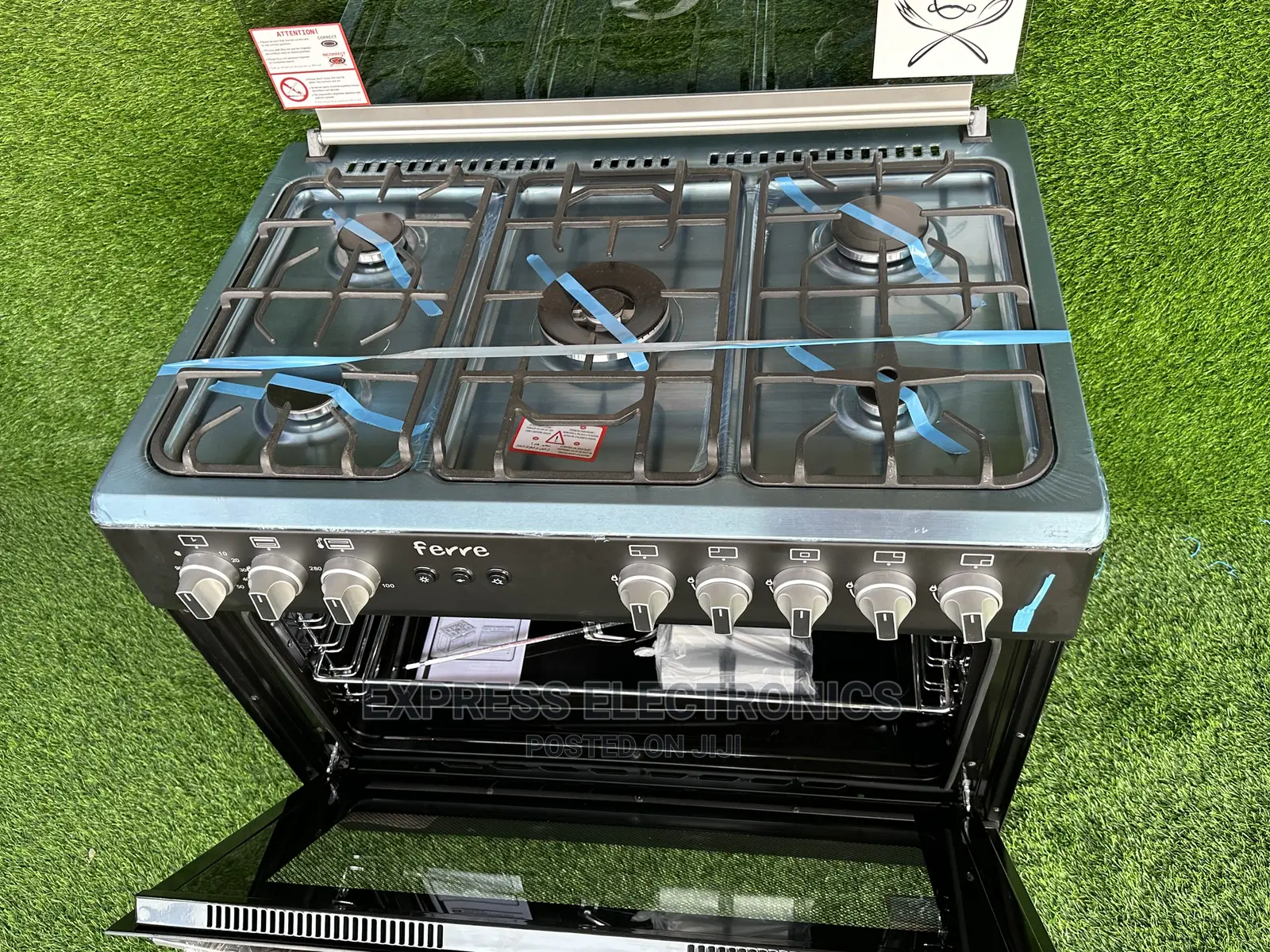 Black Gas Fireplace Stove Led Light Oven Grill 5burner Ferre