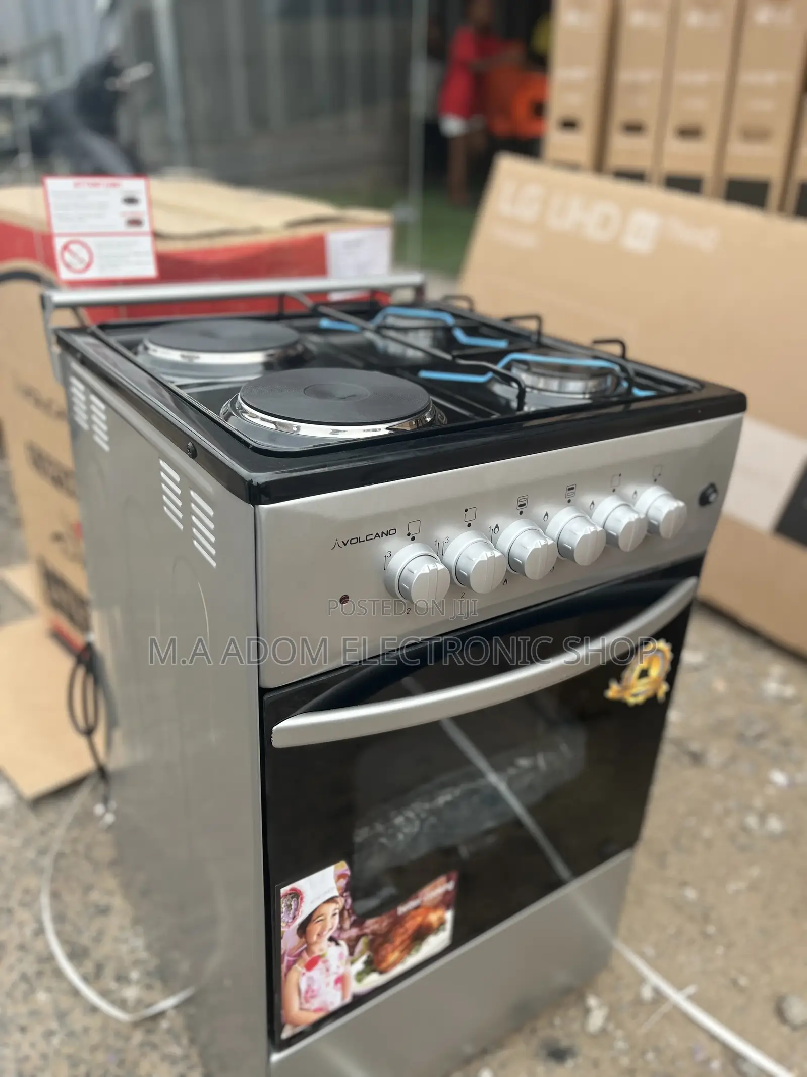 Gray Colour Gas Cooker 2 Electric 2 Gas Burner