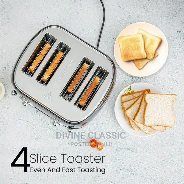 Geepas 4 Slice Stainless Steel Bread Toaster
