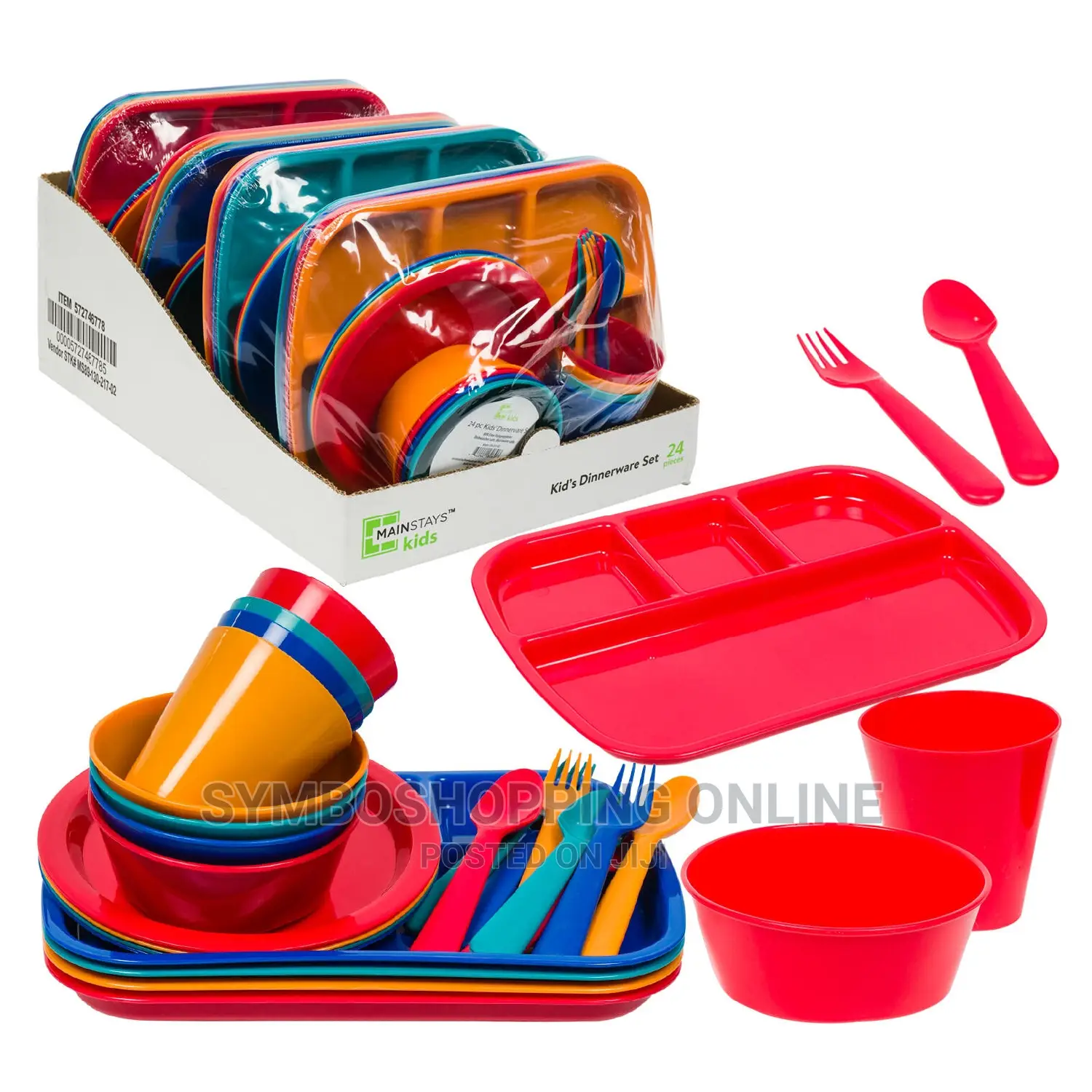 24 Piece Kids Dinnerware Set W/ Tray