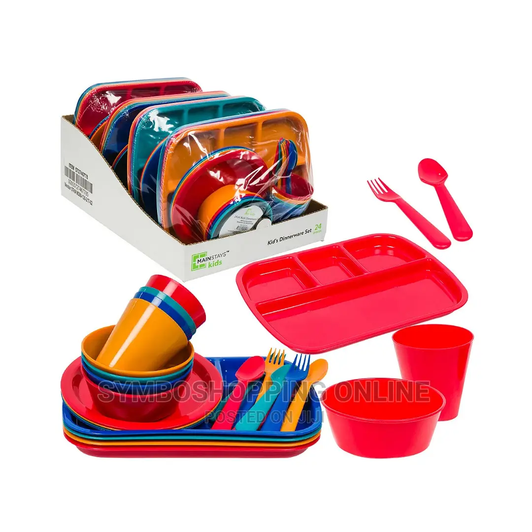 24 Piece Kids Dinnerware Set W/ Tray
