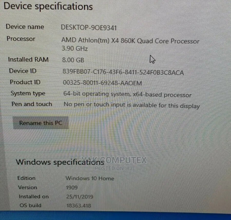 Desktop Computer Asus 8GB AMD HDD 1T
