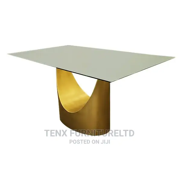 Dining Table (Bronze Color Metal Pedestal Base)