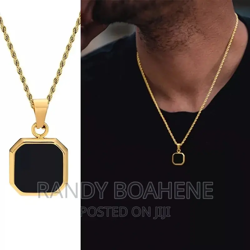 Vnox Gold Square Pendant Necklace