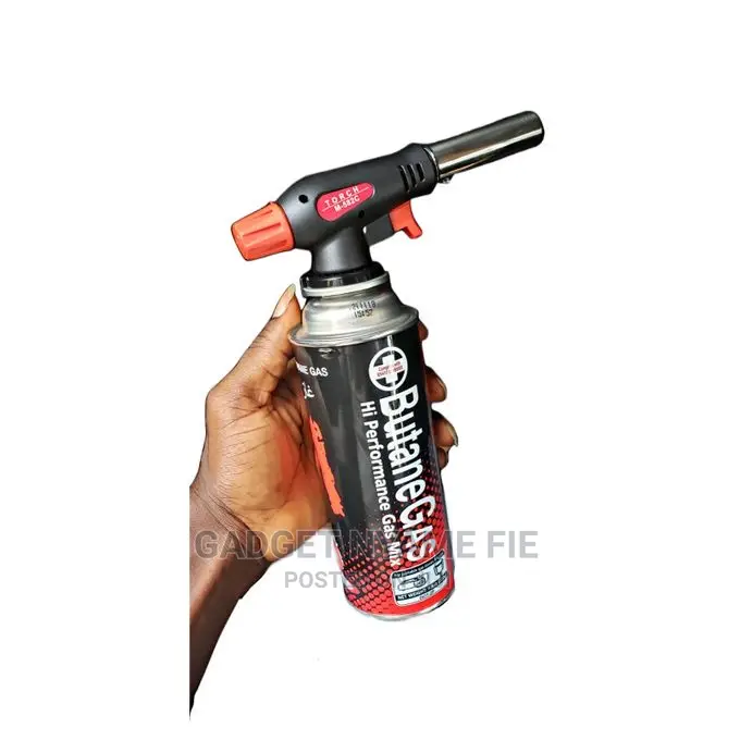 Fire Flame Gun Torch + 2 Butane Gas Automatic Ignition Black