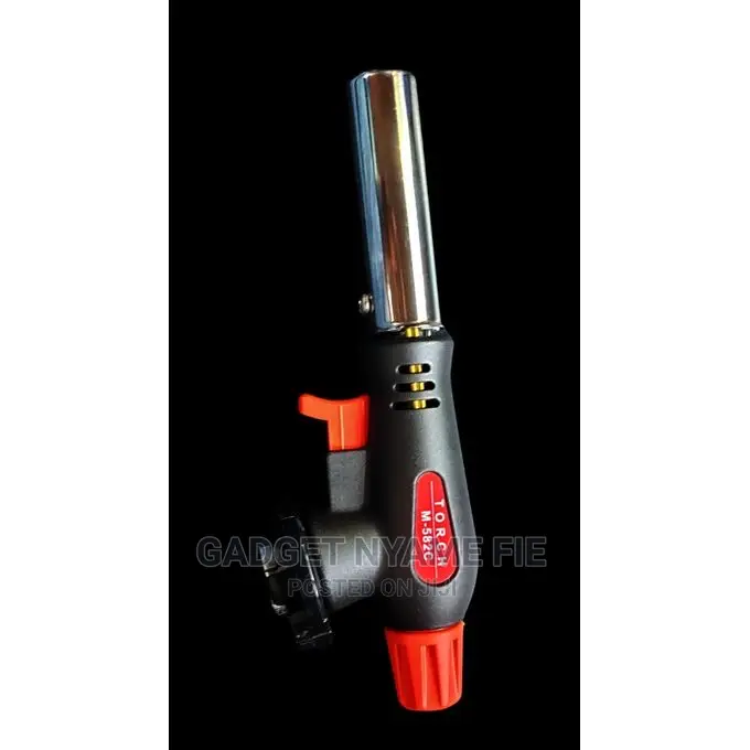 Fire Flame Gun Torch + 2 Butane Gas Automatic Ignition Black