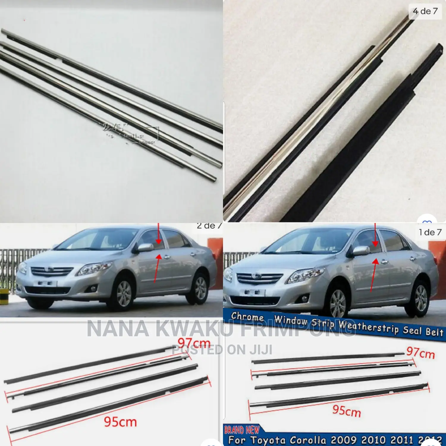 Corolla 2009 to 2012 Chrome Window Strip Seal Belt Available