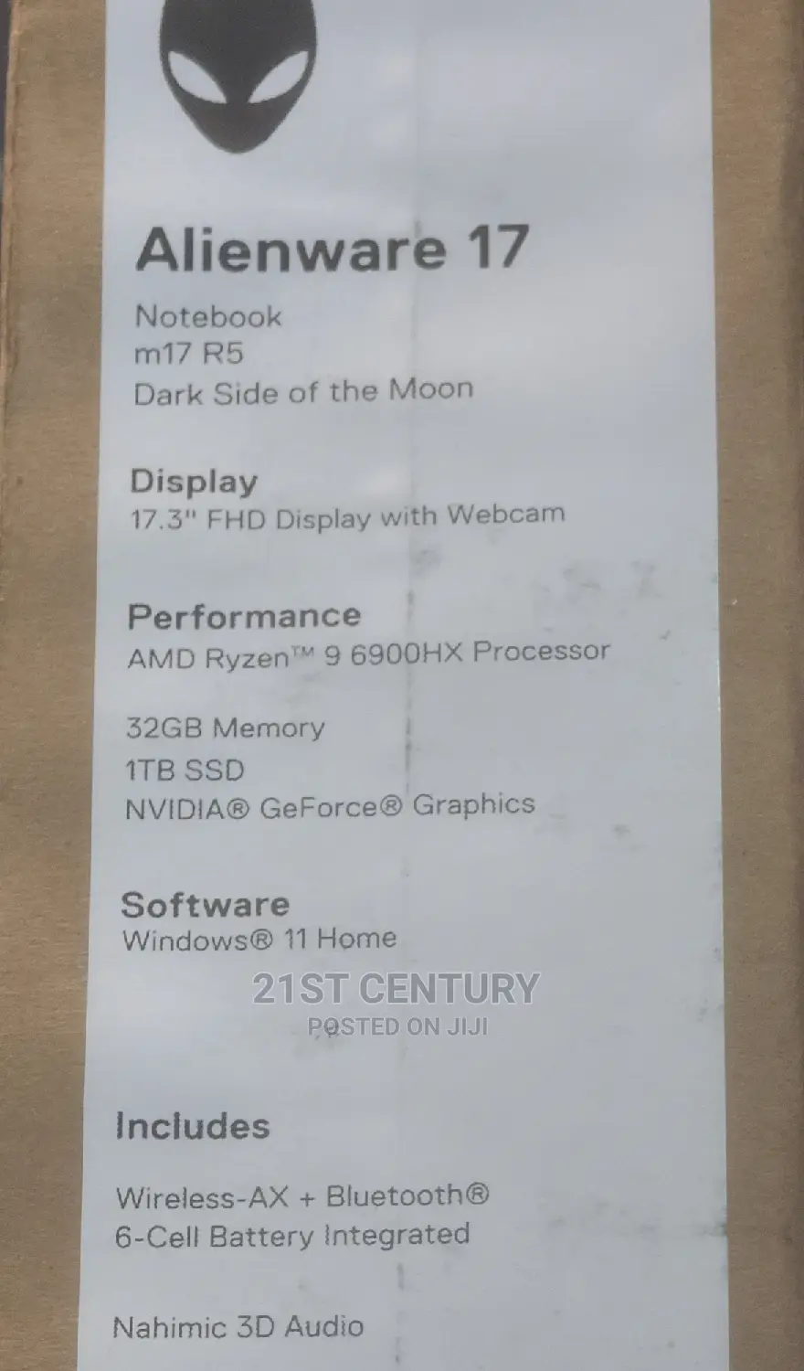New Laptop Dell Alienware M17 R5 32GB AMD Ryzen SSD 1T