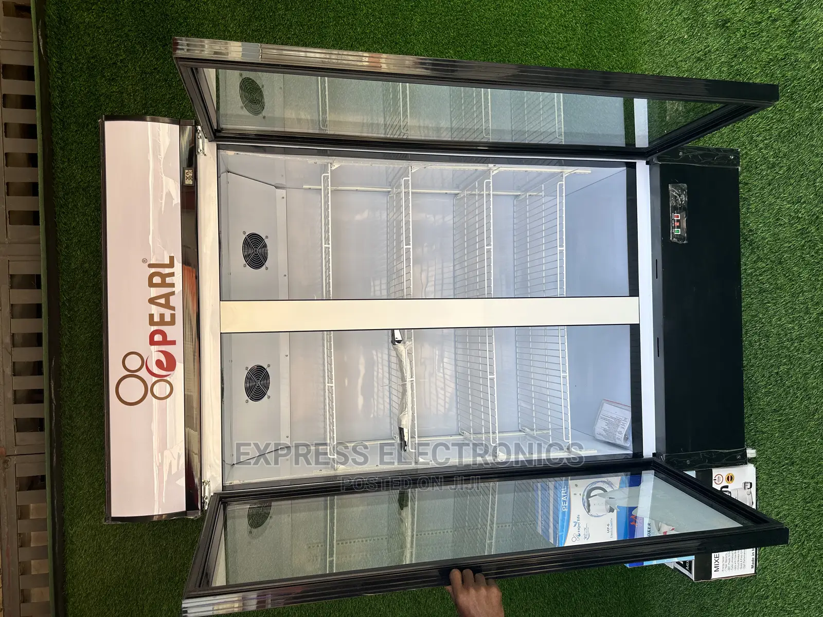 568L Pearl Tempered Glass Door Display Fridge 2door PVC74