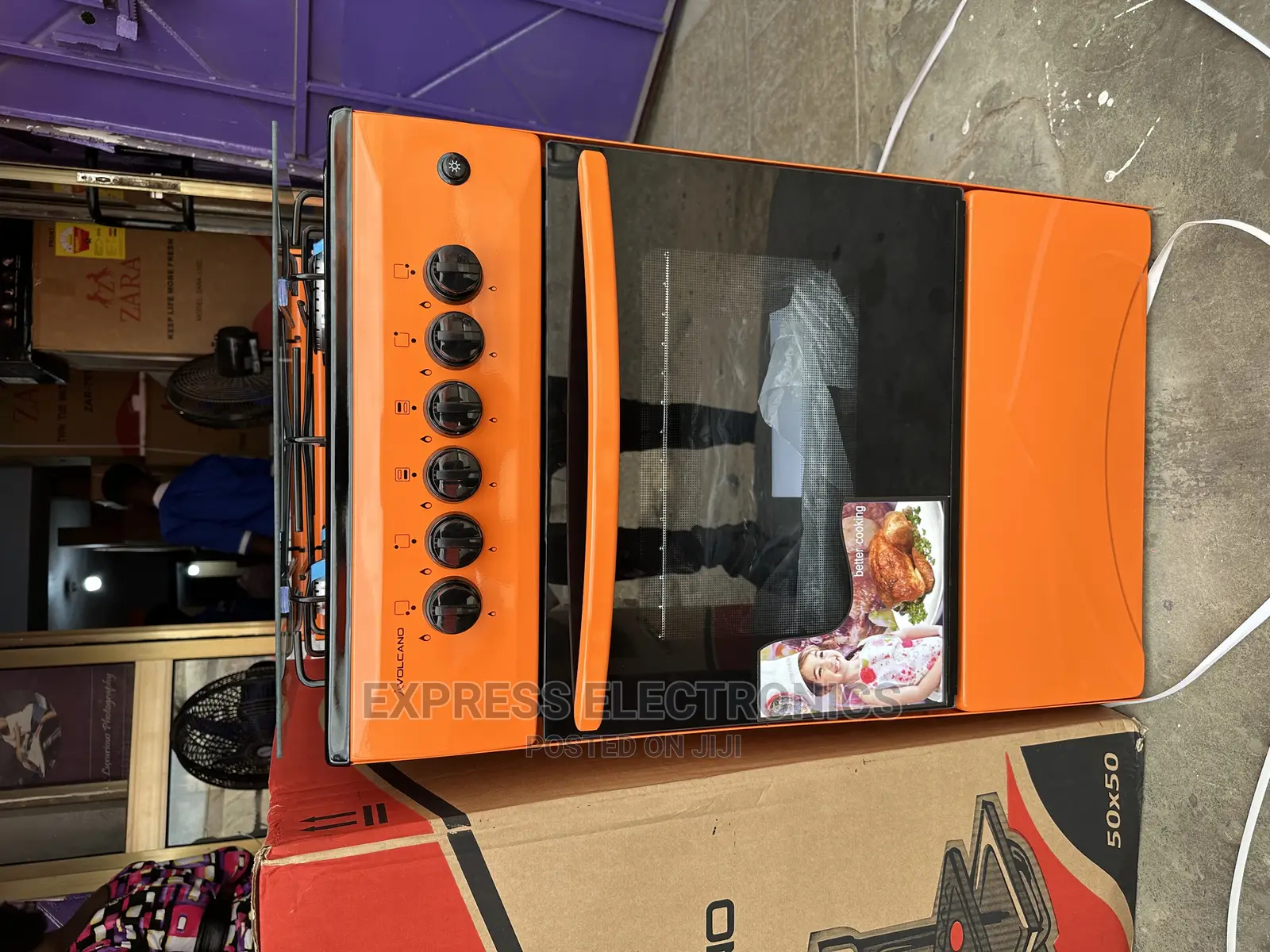 Volcano Gas Cooker Orange 4burner Lampinbuilt Classic Stove