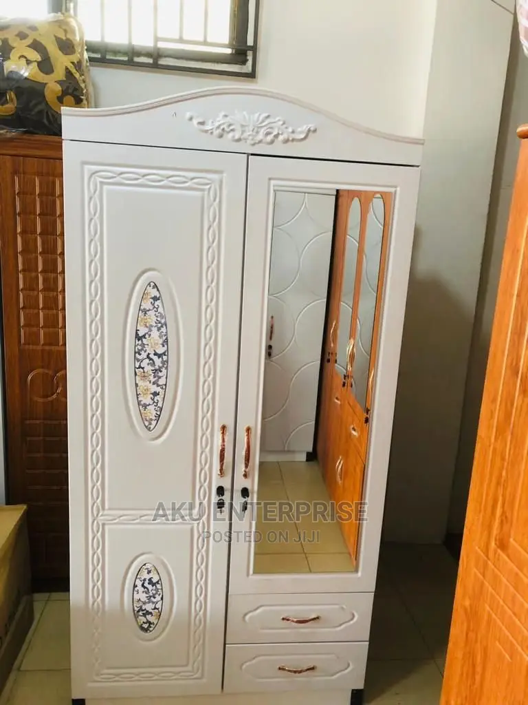 2 in 1 White Wood Wardrobe With Drawers and Lockers