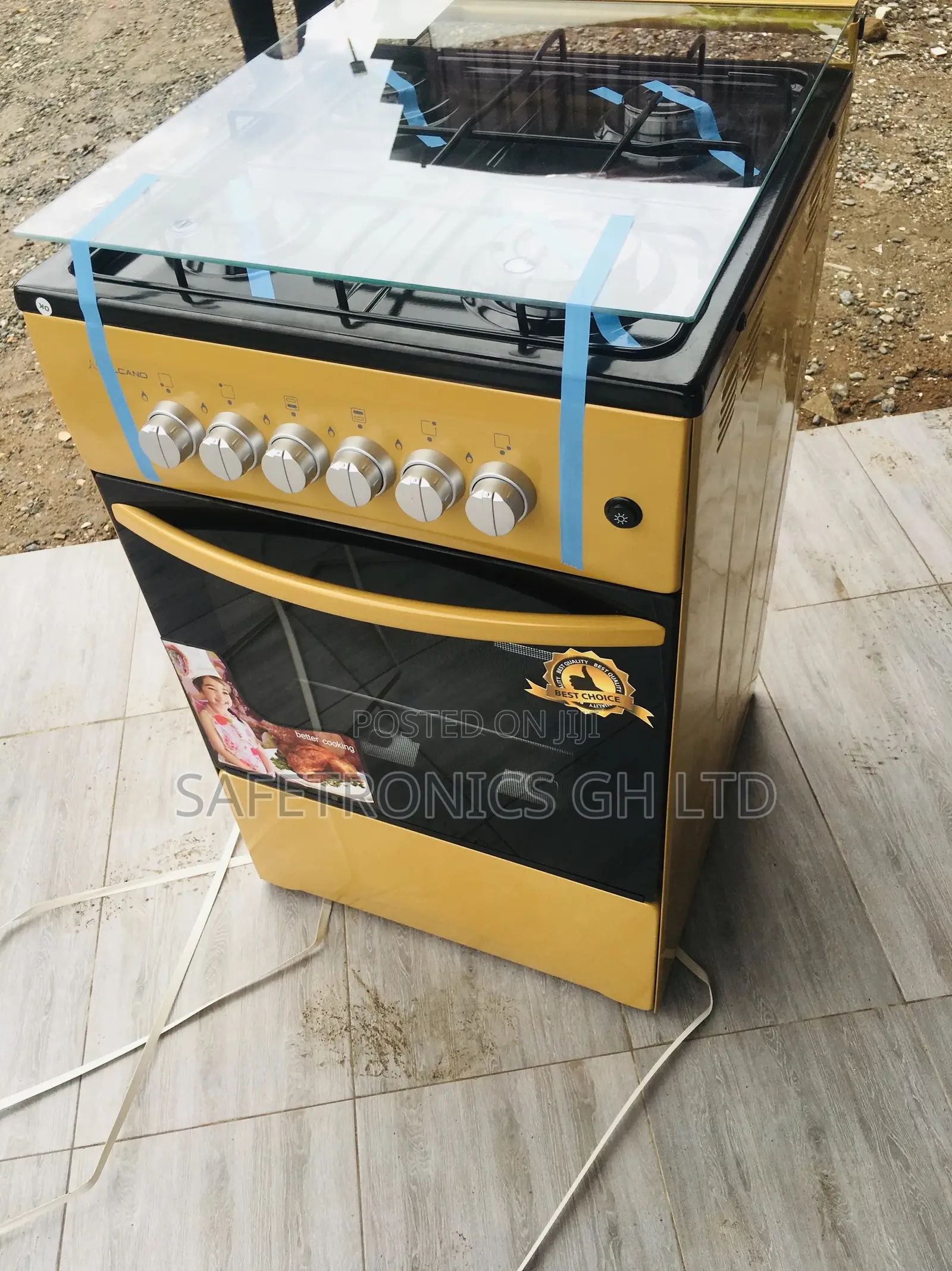 4 Burner Gas Cooker 50×50 Oven and Grill Volcano Gold