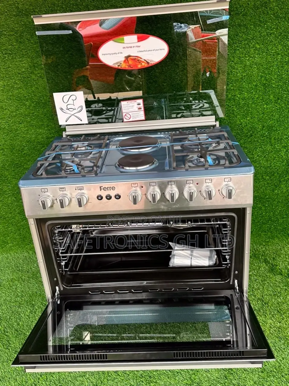Ferre Gas Cooker 4 Burner- Silver 60X90 – 4G,2HP
