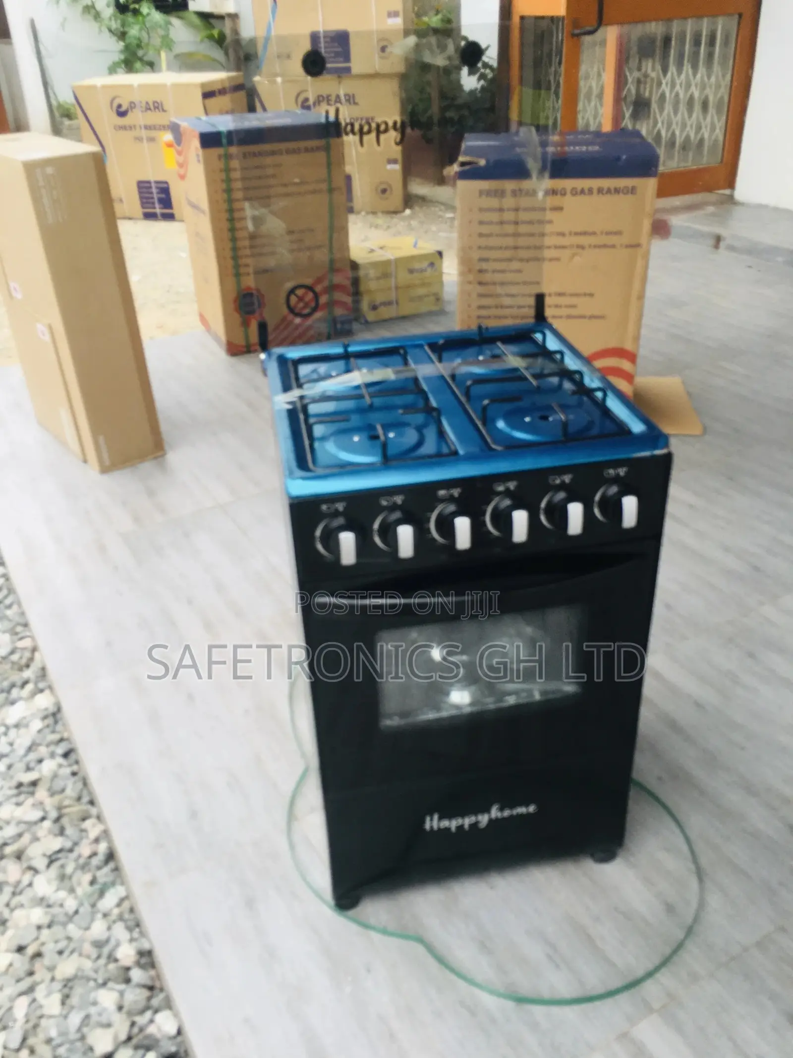 Happy Home Black 4 Gas Burner Oven With Grill