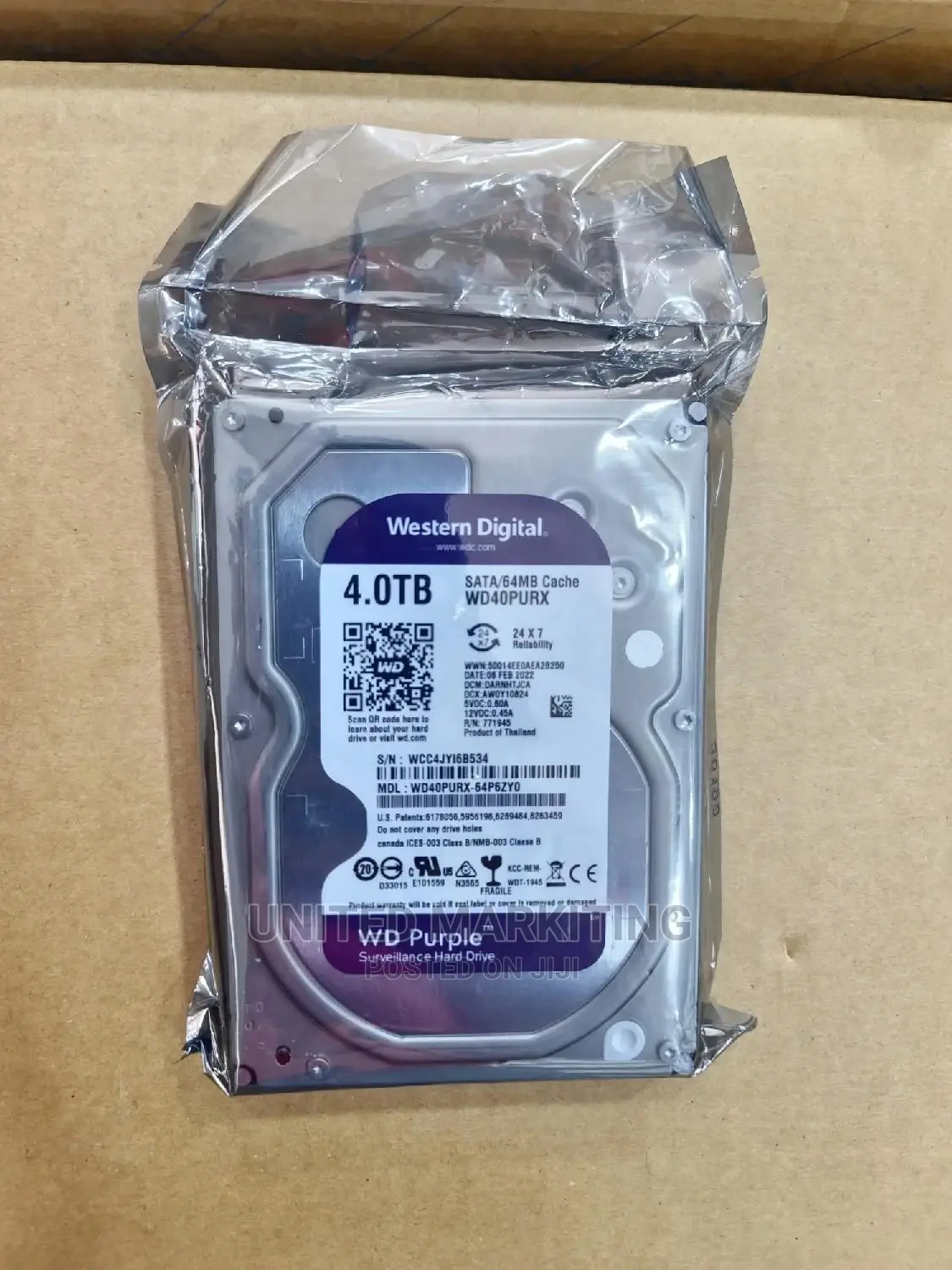 Wd Surveillance Purple Hard Drive 4tb for CCTV Camera
