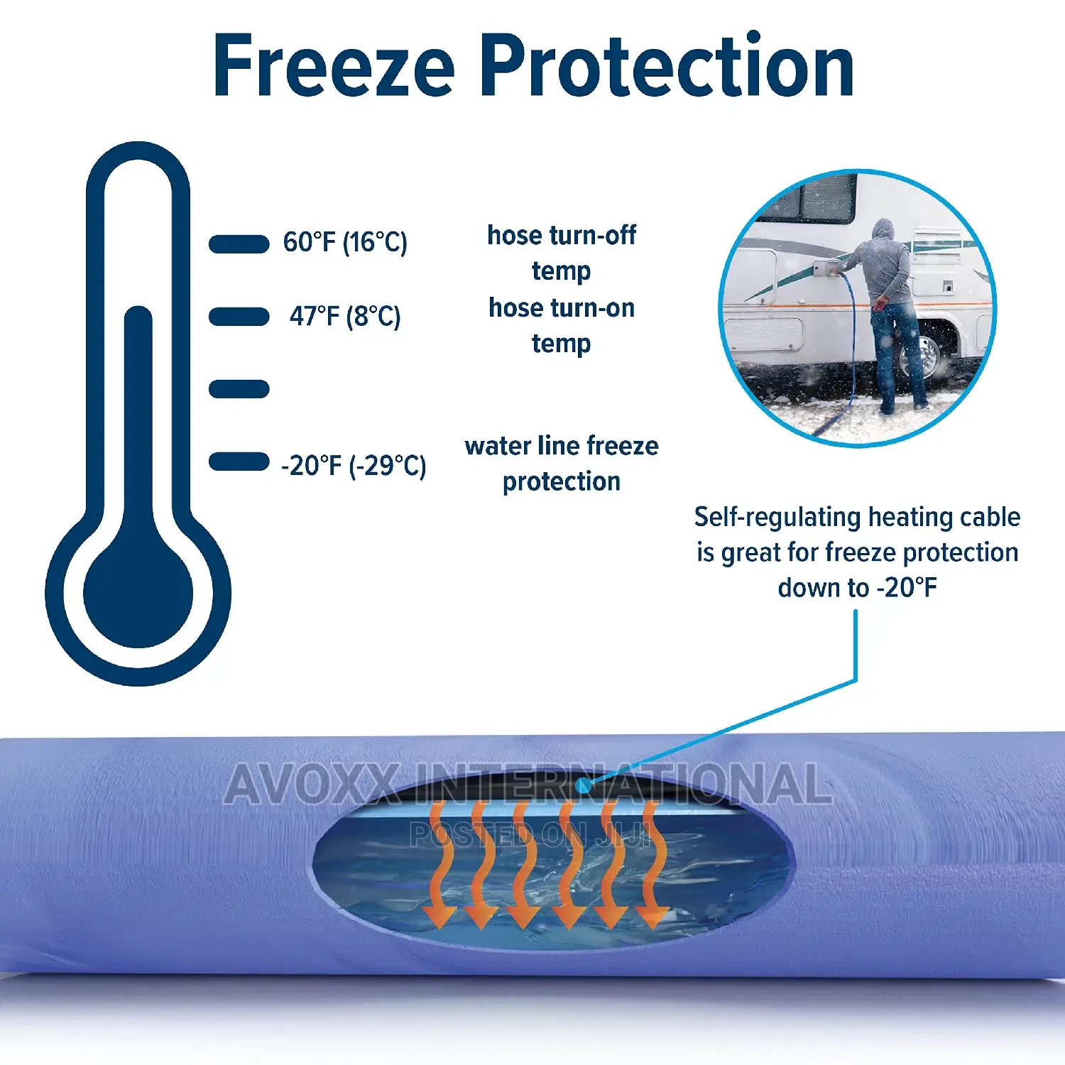 Camco 50FT Cold Weather Heated Drinking Water Hose,Q006,540W
