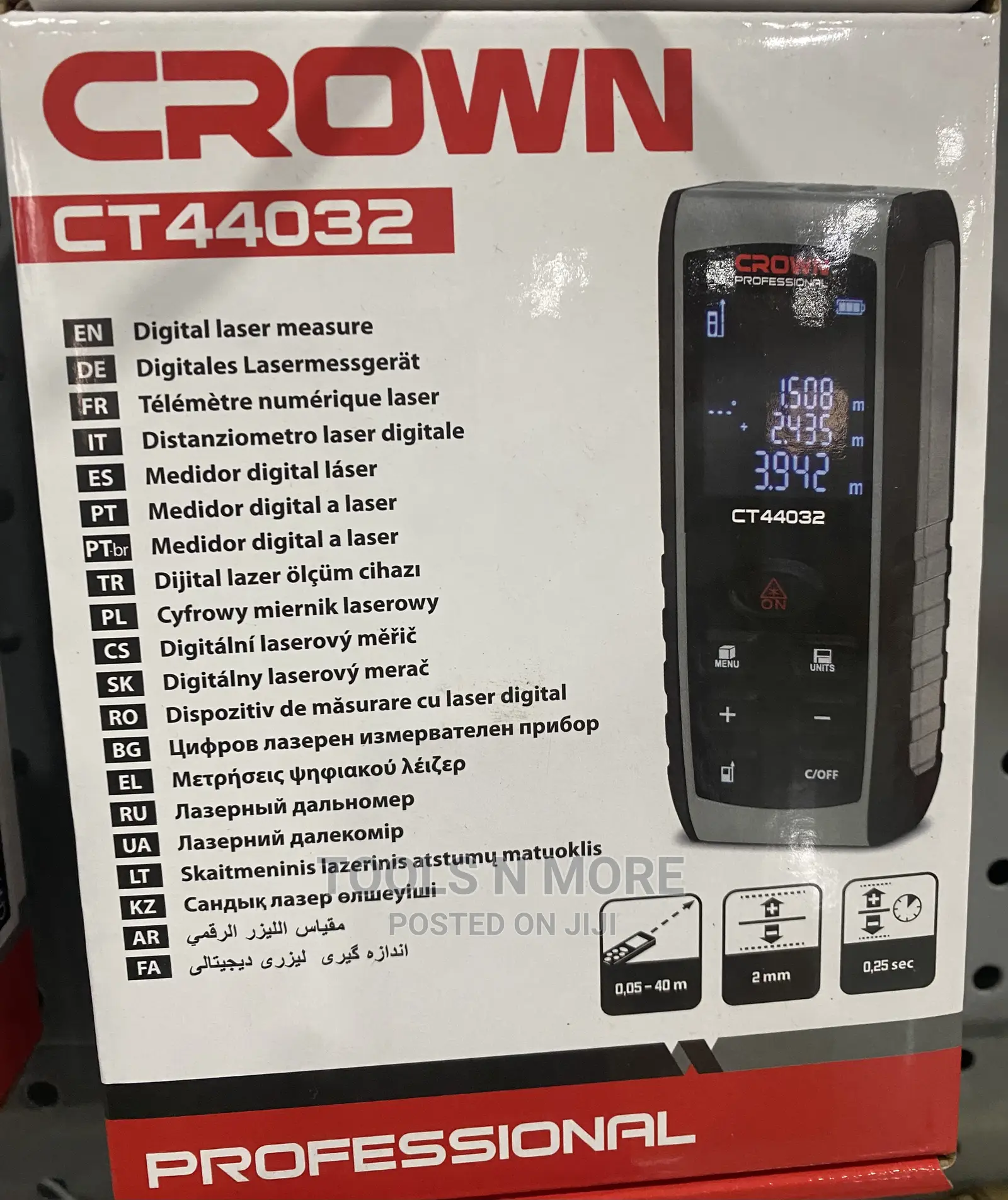 CROWN Digital Laser Distance Measure (40m)