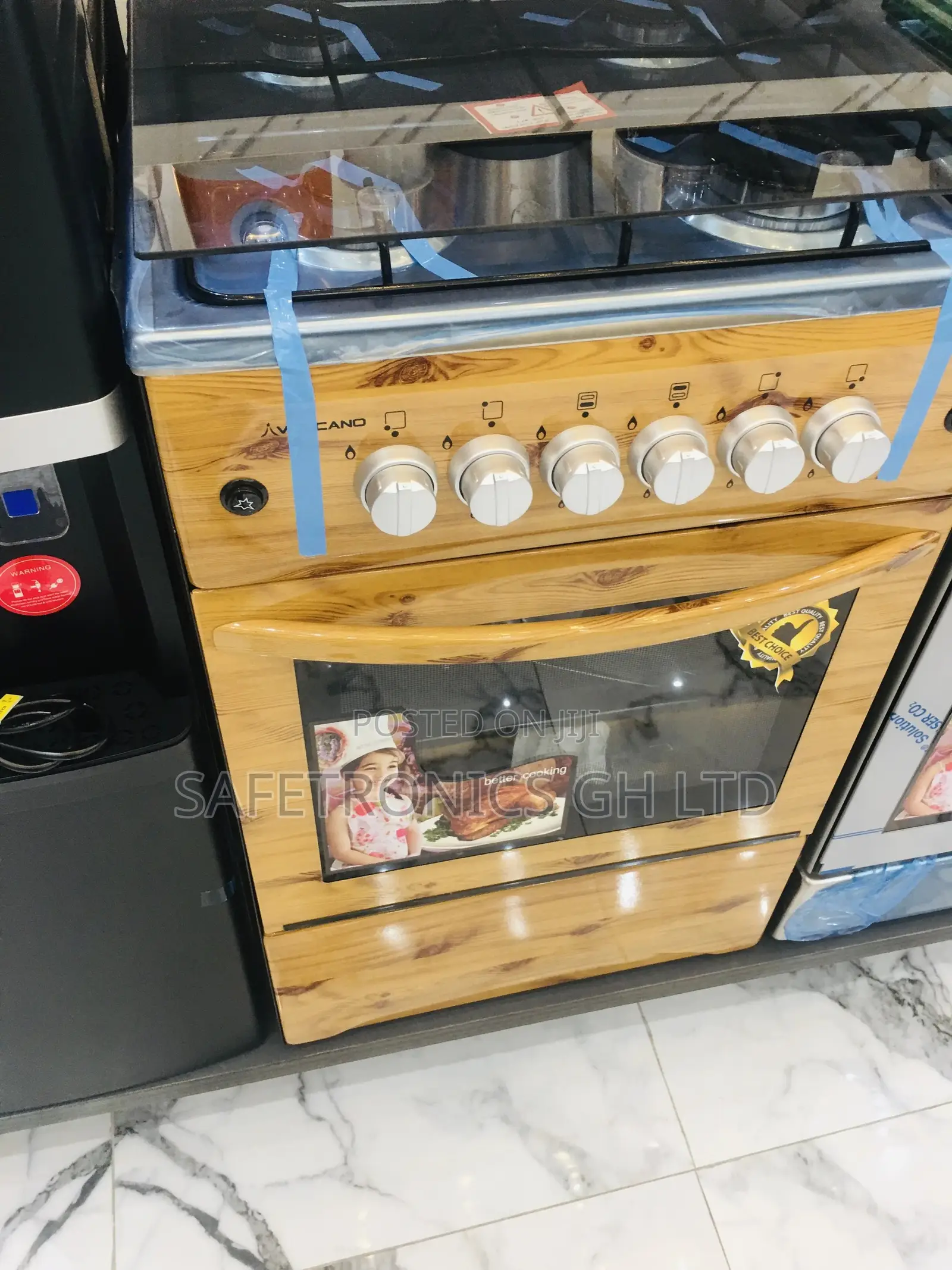 Light Wooden 4 Gas Burner Oven With Grill