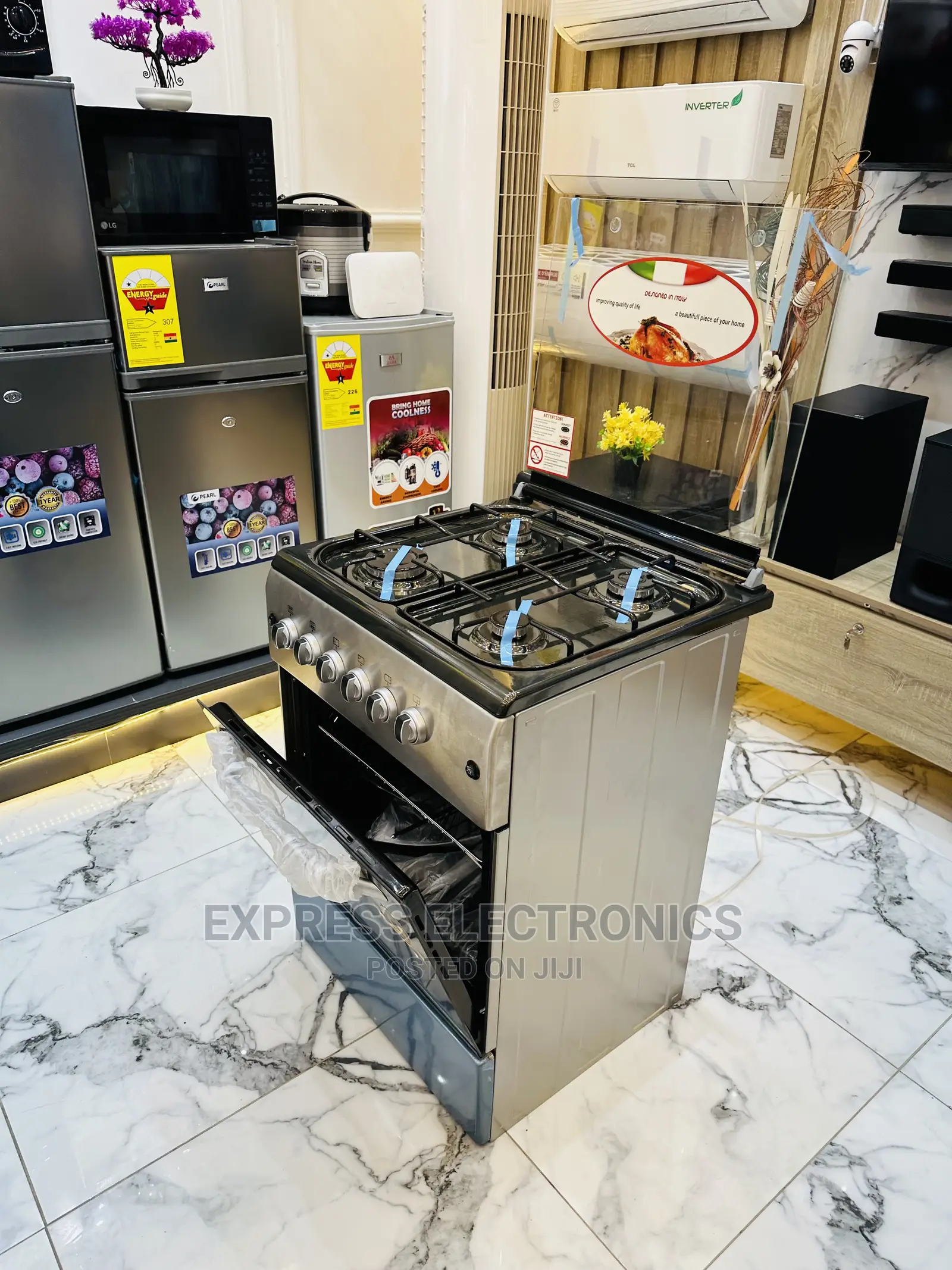 Ferre 4burner Gas Cooker New Line Oven Grill Grey
