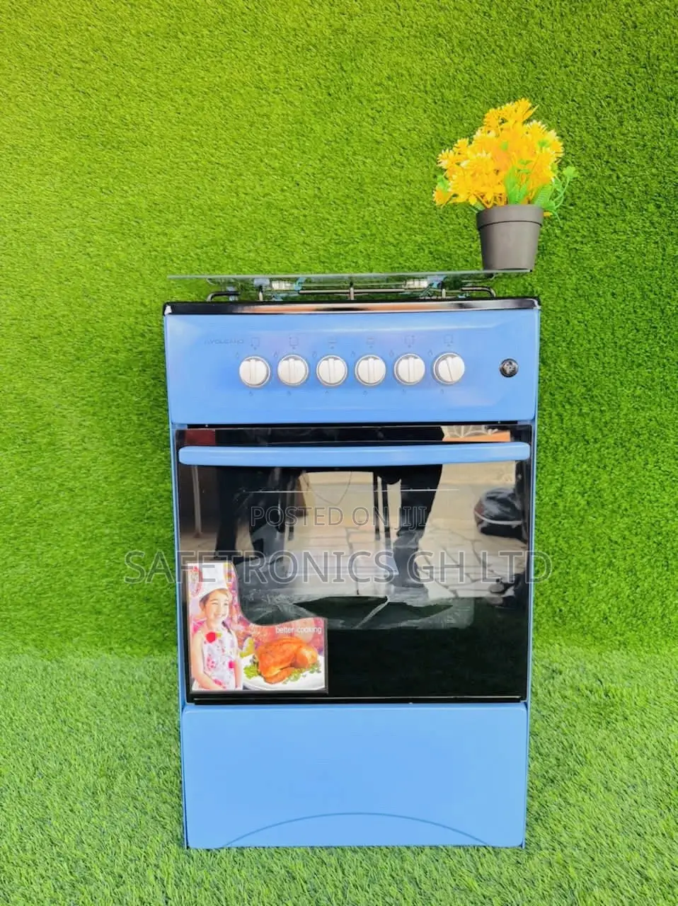 4 Burner Gas Cooker 50×50 Oven and Grill Volcano Blue