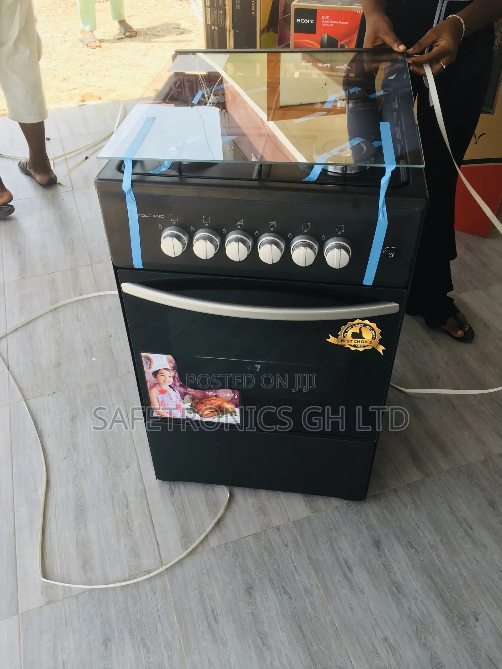 Volcano Black 4 Burner Gas Cooker 50×50 Oven and Grill