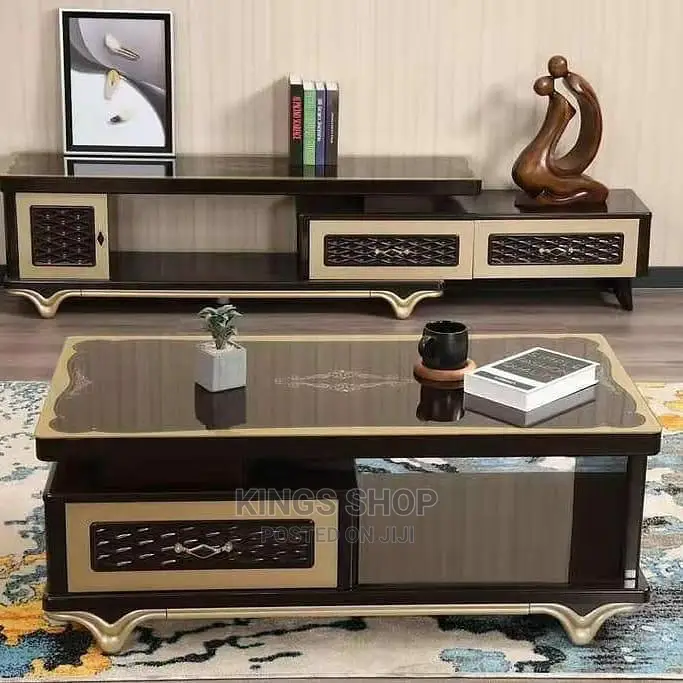 Executive TV Cabinet Center Table Set Adjustable