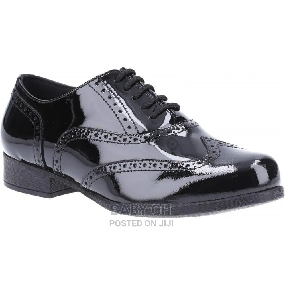 Black Hushpuppies Patent Oxford Shoes