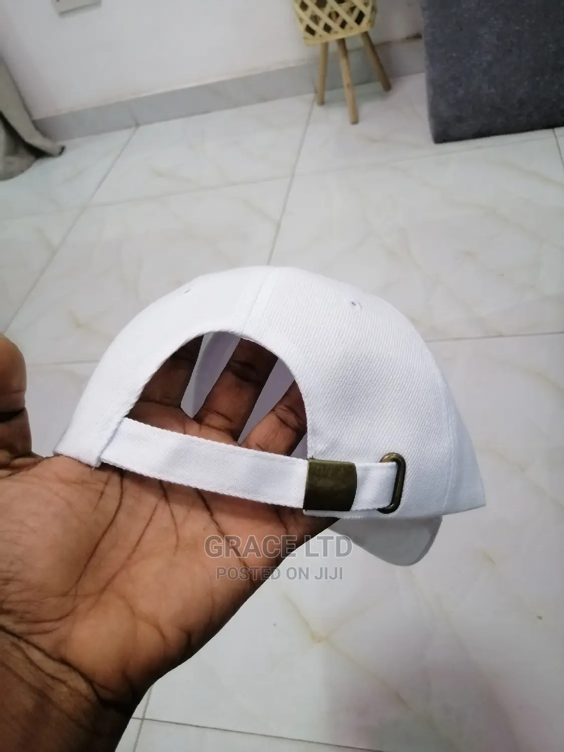 White Cap With Buckle Behind