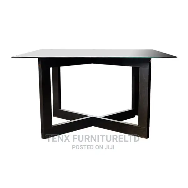 Coffee Table Wooden With Glass Top (Black)